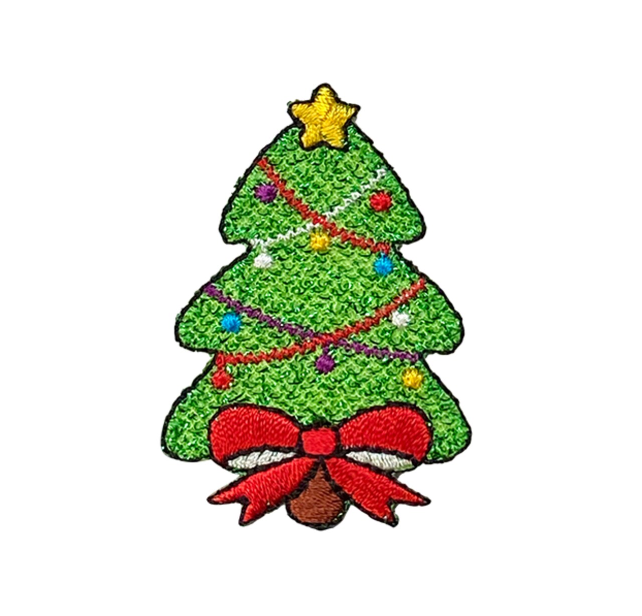 Christmas Tree, Shimmery Confetti, Embroidered, Iron on Patch